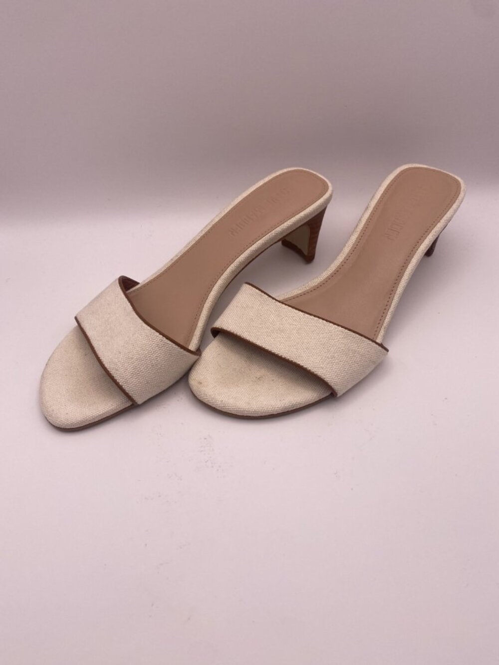 Steve Madden Patsy Women's Natural Beige Slip On Heel Sandal Sz 7.5